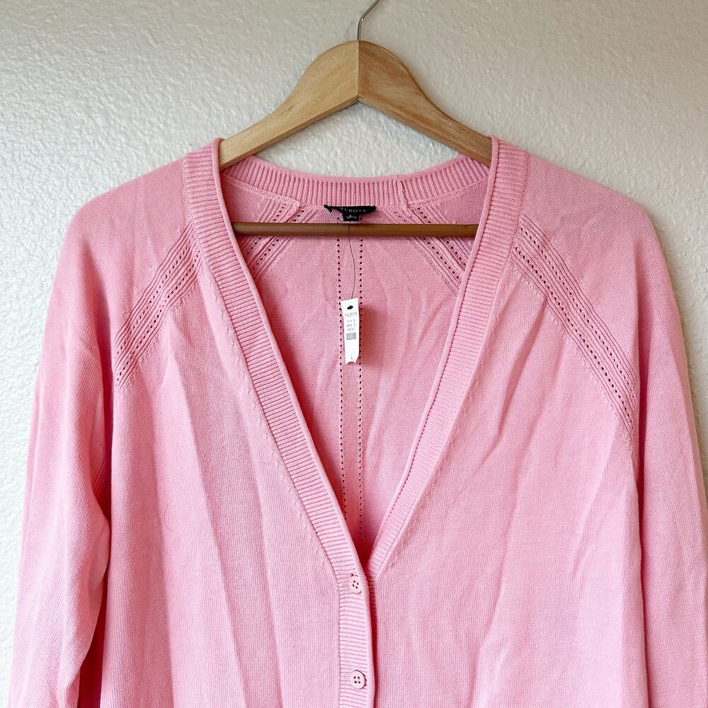 NWT Talbots Women's Pink Cardigan Large Cotton Rayon sz L - Picture 2 of 6